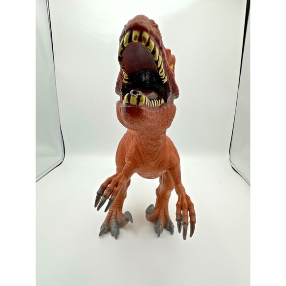 Velociraptor Dinosaur Figure Toy Brown Striped Realistic 18” ©2014 - Picture 2 of 10